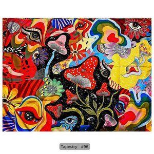 Trippy Mushrooms with Eye Tapestry Hanging Wall Decor‎